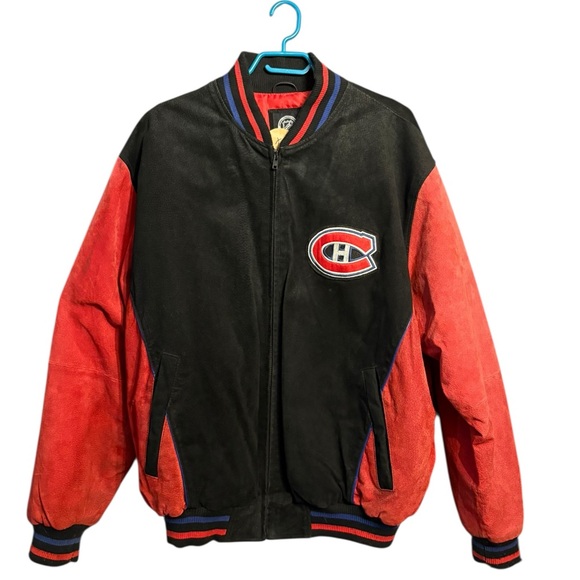 Vintage Red and Black Canadians leather and suede jacket - Picture 1 of 2